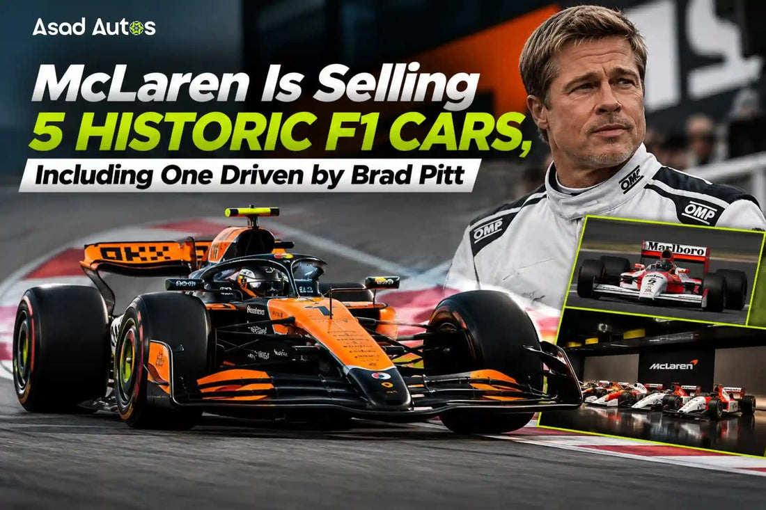 McLaren historic F1 cars for sale, including a Formula 1 car driven by Brad Pitt, with racing heritage and collector appeal | Asad Autos