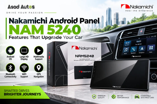 Nakamichi Android Panel Features on the NAM 5240 with HD touchscreen, GPS, Bluetooth, Wi-Fi, MirrorLink and multimedia system for cars.