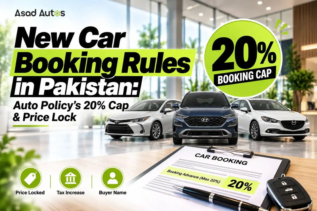 New car booking rules in Pakistan under Auto Policy 2026 featuring the proposed 20% booking cap and car price lock