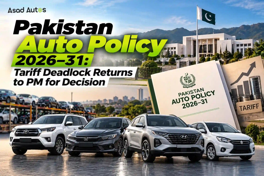 Pakistan Auto Policy 2026–31 tariff deadlock returns to PM Shehbaz Sharif over car import duties, CKD tariffs and NEV policy | Asad Autos