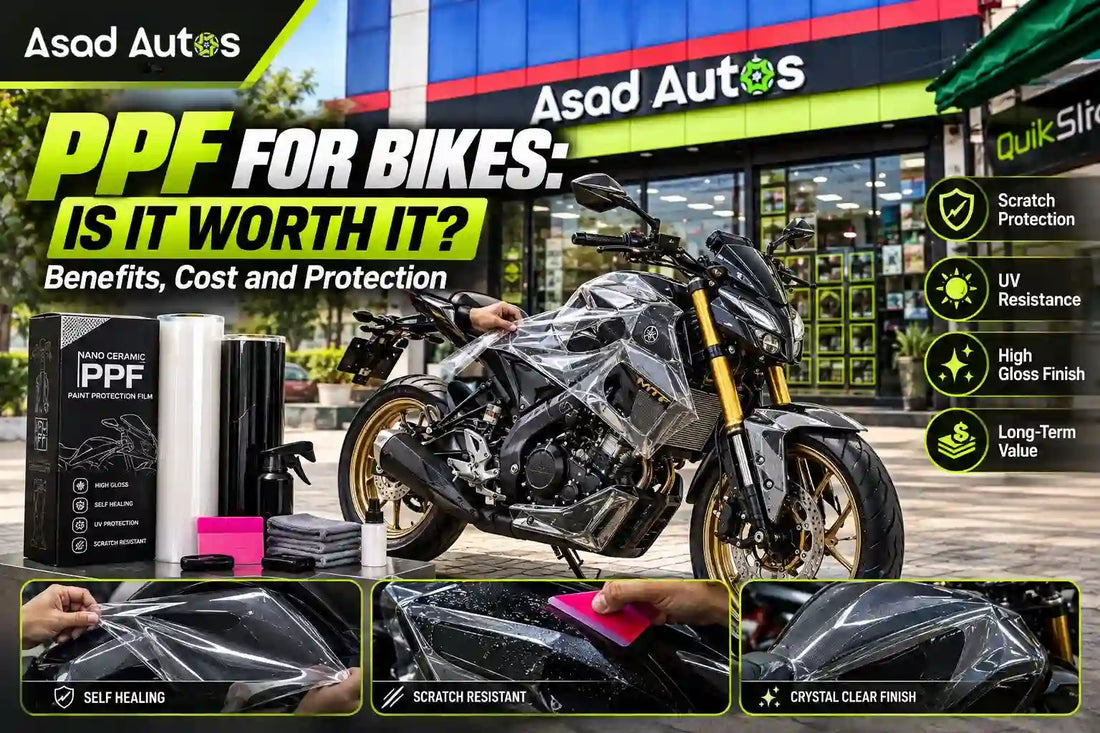 PPF for bikes showing paint protection film benefits, scratch resistance, and motorcycle paint protection