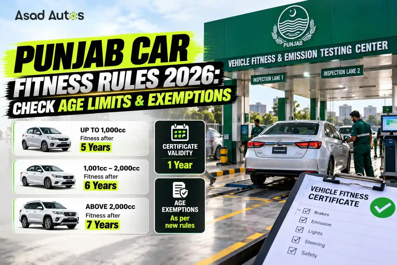 Punjab car fitness certificate rules 2026 showing vehicle age limits and engine capacity exemptions