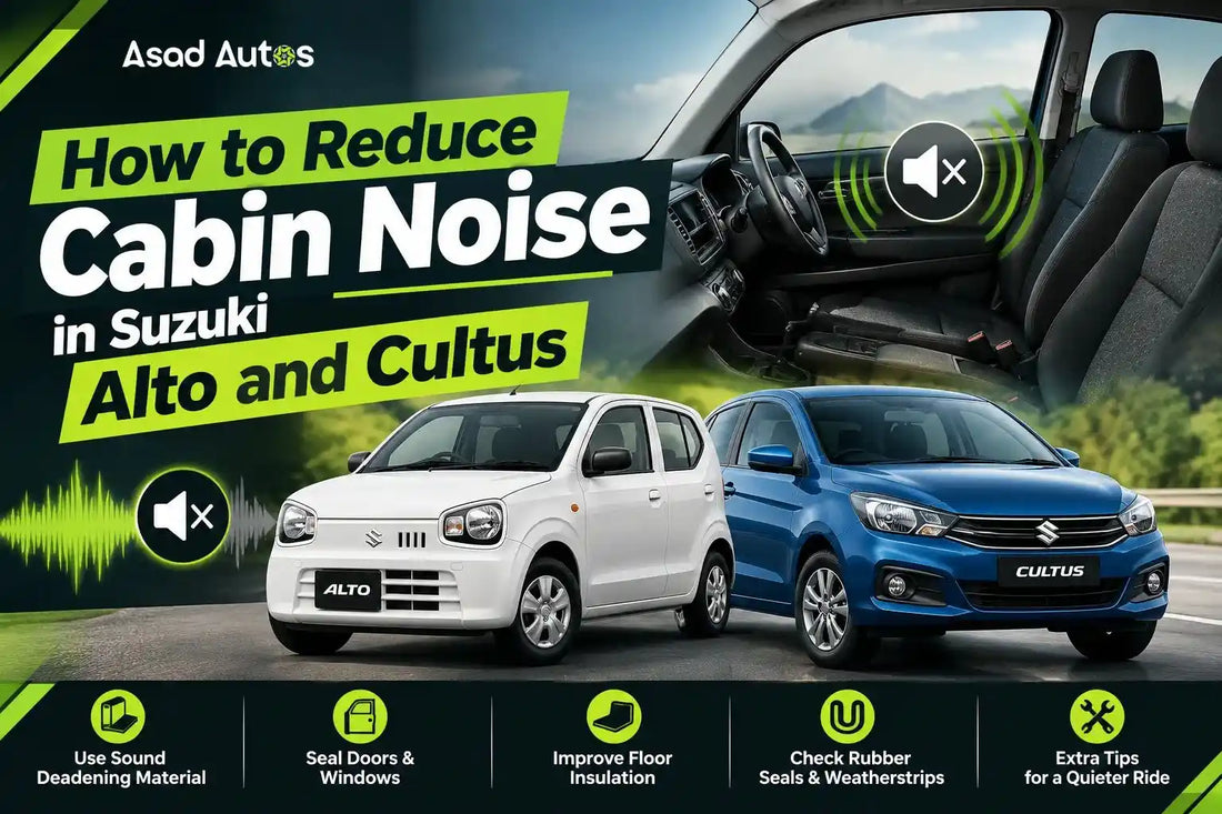 Car soundproofing and sound-damping sheet installation to reduce cabin noise in Suzuki Alto and Suzuki Cultus.