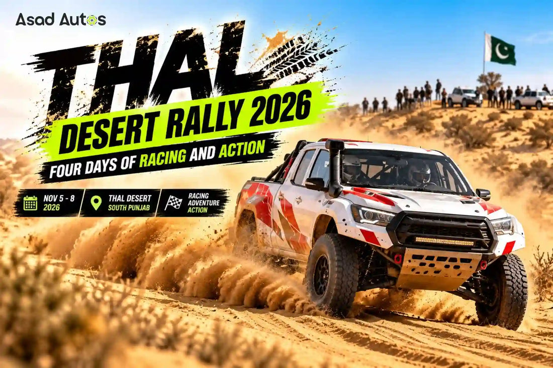 Thal Desert Rally 2026 in South Punjab featuring off-road racing, desert vehicles and motorsport action from November 5 to 8.