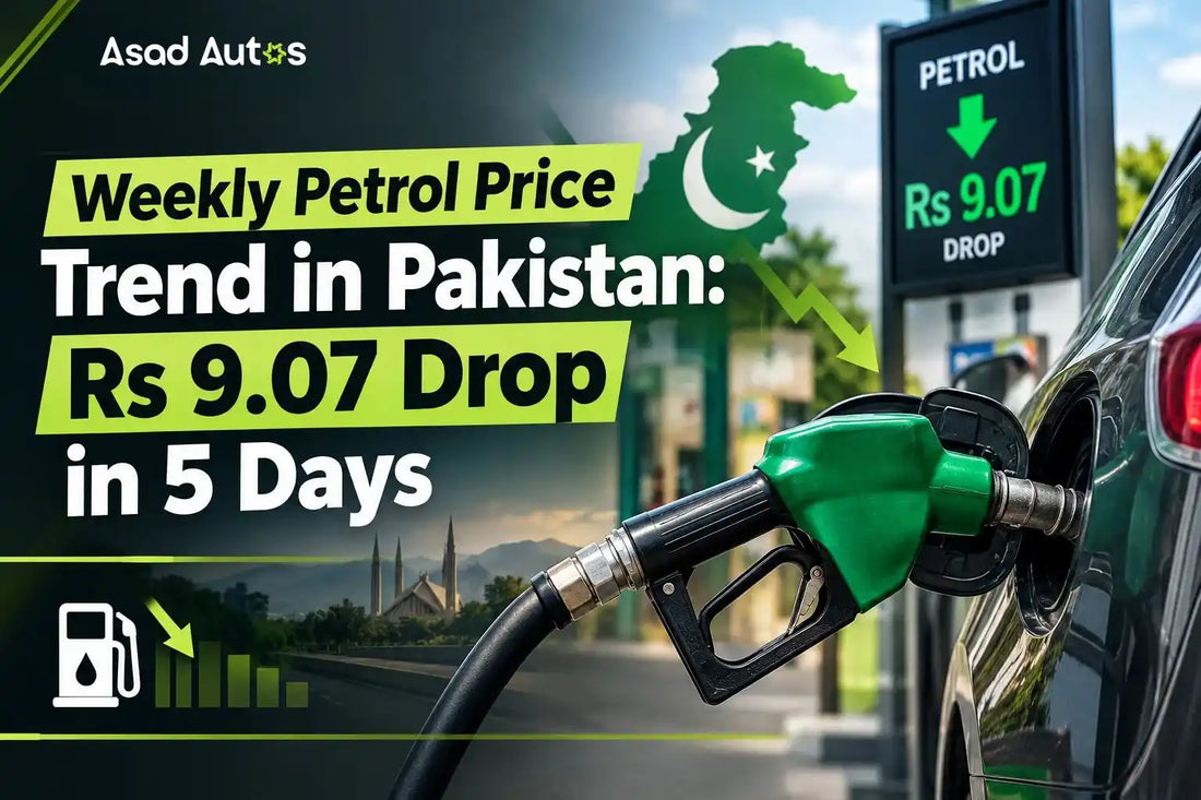 Weekly petrol price trend in Pakistan from October 13 to 17, 2026, showing a Rs 9.07 per litre decrease in petrol prices and daily diesel rates.