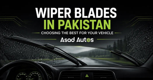 Premium automotive banner showing high-performance wiper blades clearing rain from a vehicle windshield, highlighting visibility, safety, and driving performance for choosing the best wiper blades in Pakistan.