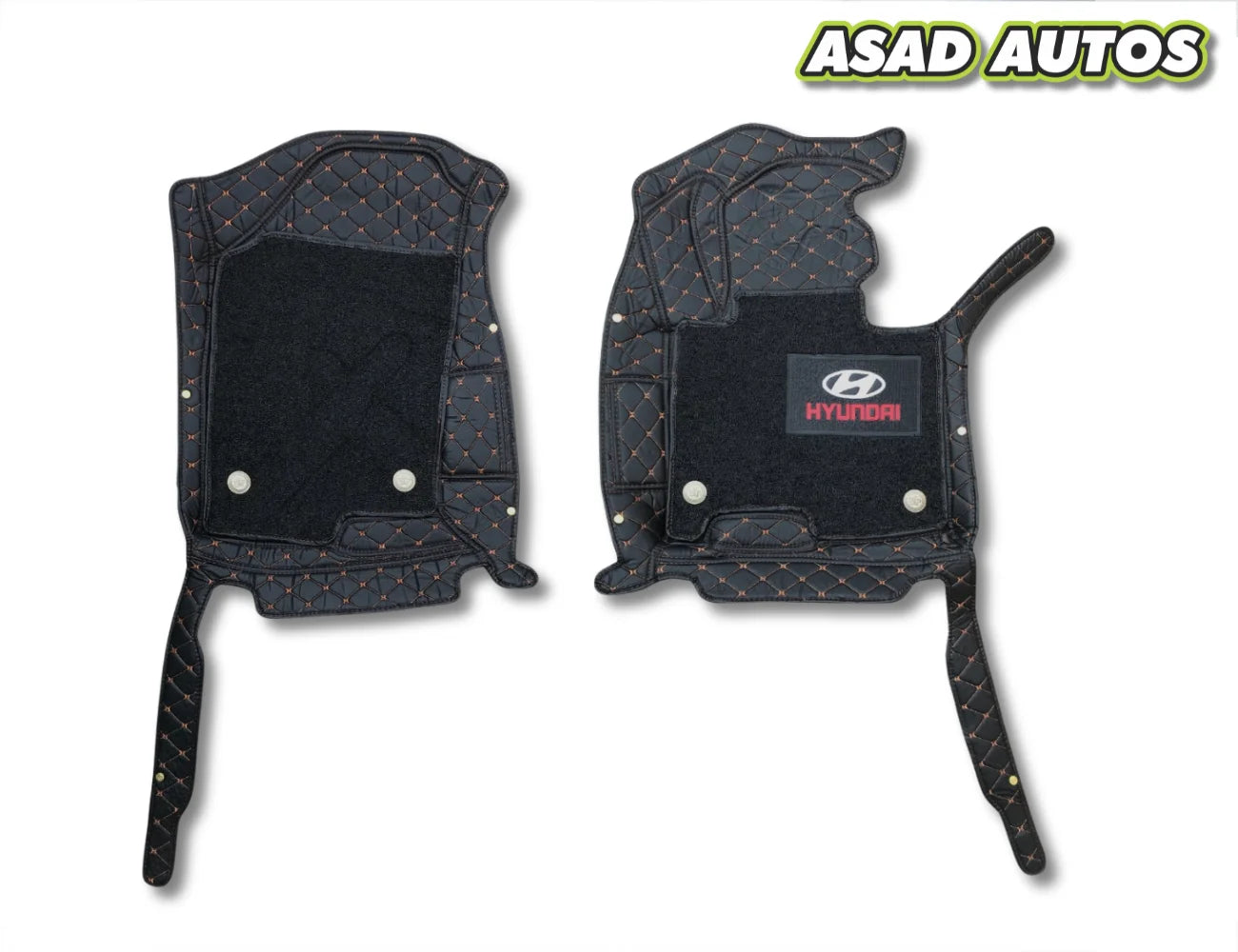 10D Floor Mats For Hyundai Tucson 2019–2024 – Black Mix Thread With Black Grass Finish