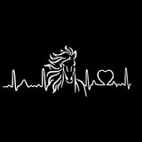 Horse Heartbeat Love Car Sticker white