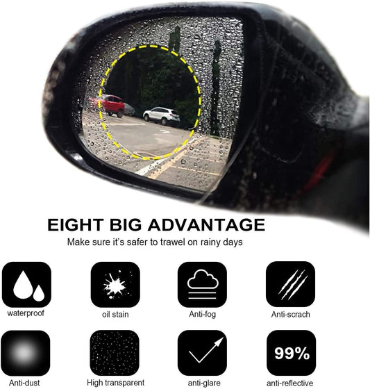 2 Pack Round Car Rearview Mirror Protective Film Waterproof Rainproof Clear Protective Film