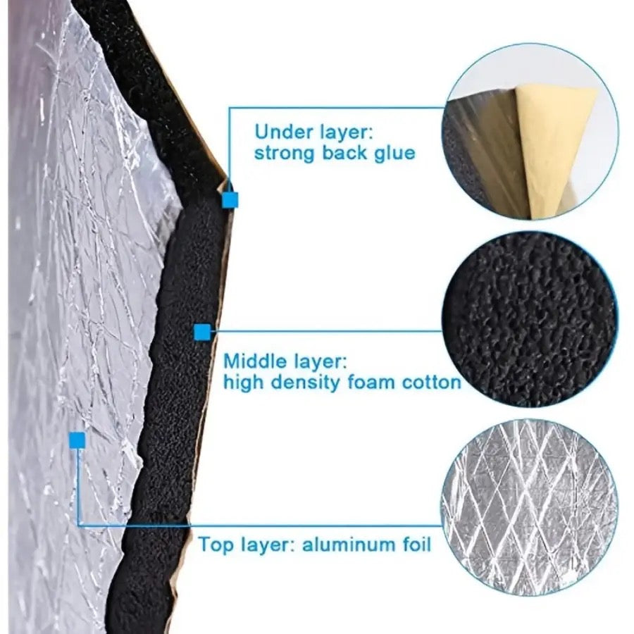 Car Heat Noise Insulation Mat Sound Deadener Heat Insulation Mat Car Sound Mat Proofing Hood Insulation Pad Sound Damping Sheet 54 inch X 39 inch