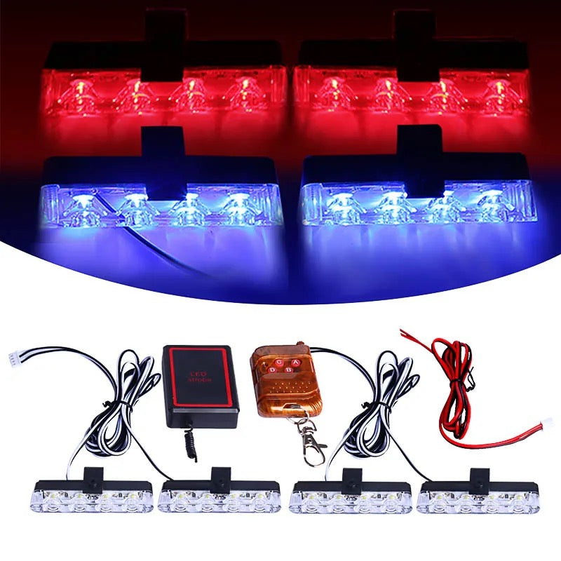 Inside Led Fire Light 4X4 LED Wireless Remote Strobe Light Police Light For Emergency Warnin ...