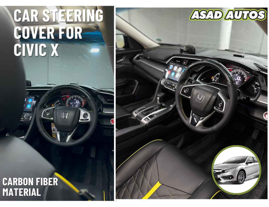 Carbon Fiber Steering Cover for Honda Civic 2016–2021 – Sporty Grip & Premium Finish