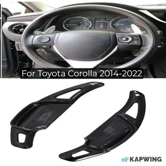 2-piece black paddle shift extensions for Toyota Corolla steering wheel 2014-2022