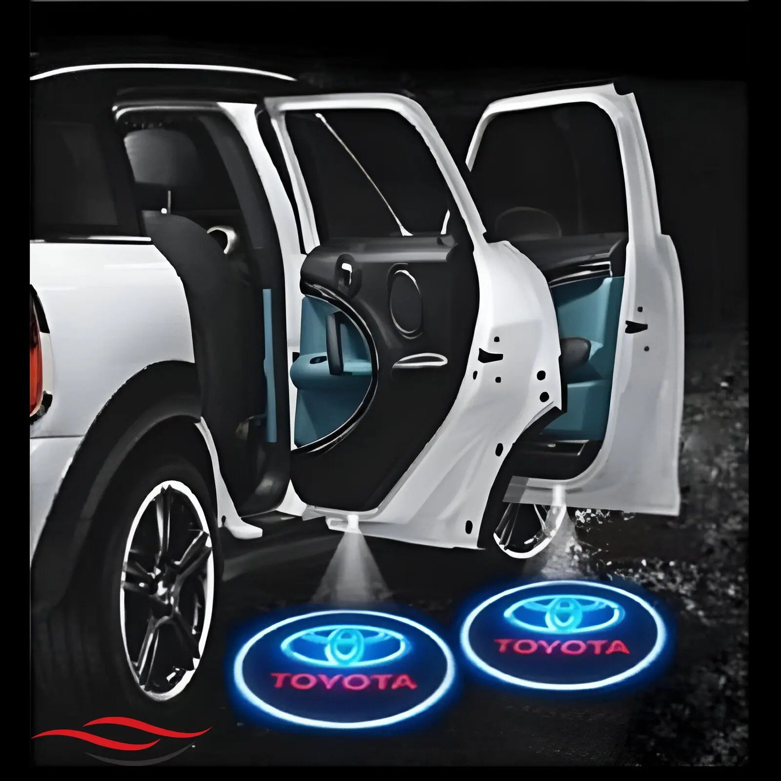 2-piece car door logo projection lights for Toyota with LED welcome light projection