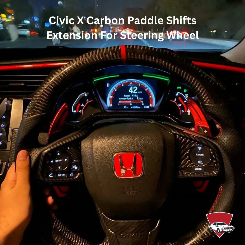 2-piece carbon paddle shift extensions for Honda Civic X steering wheel