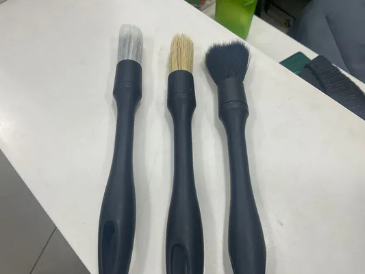 3-piece deep cleaning detailing brush set for car interiors and exteriors
