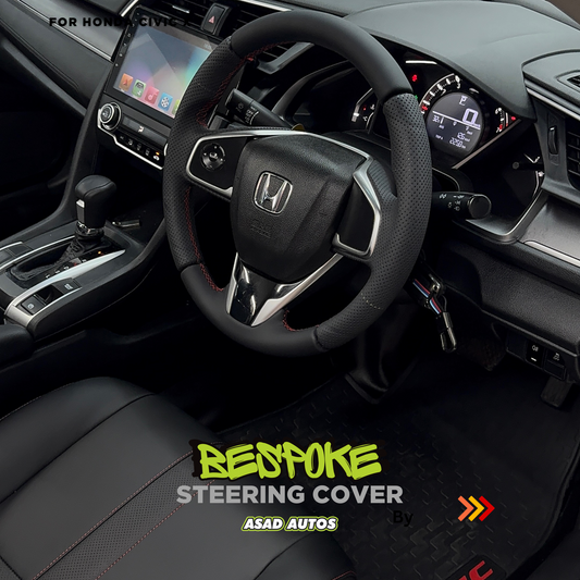 Bespoke Hand-Stitched Steering Cover for Honda Civic X - Ultimate Luxury & Comfort