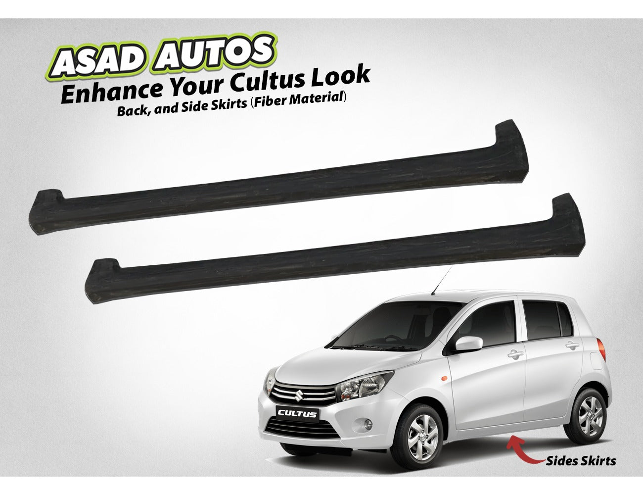 4-Piece Body Kit for Suzuki Cultus 2018–2024 – Non-Painted Fiber Skirts for Front, Rear & Sides

