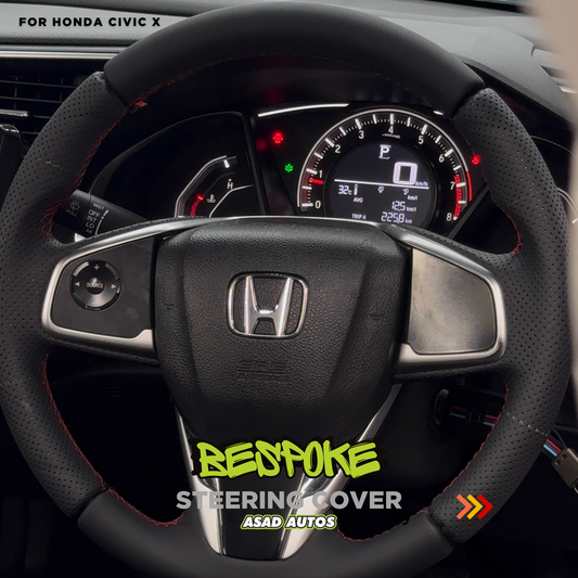 Bespoke Hand-Stitched Steering Cover for Honda Civic X - Ultimate Luxury & Comfort