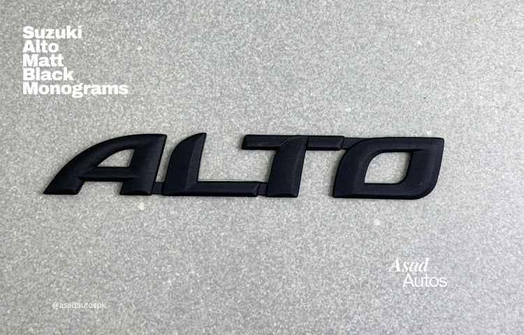 Suzuki Alto Matte Black Monograms – Premium-quality emblem upgrade for a sleek, modern look. Perfectly designed for Suzuki Alto models, durable, fade-resistant, and easy to install for a stylish finish