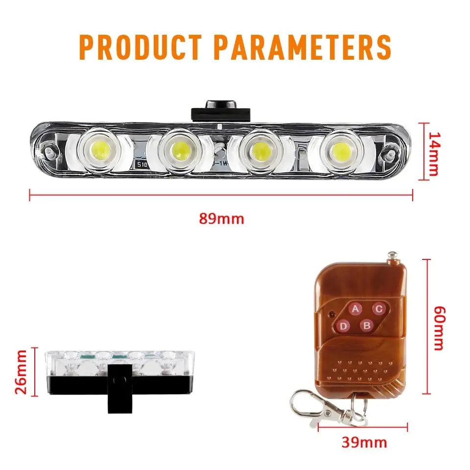 4x4 LED wireless remote emergency strobe light for car interior 12V