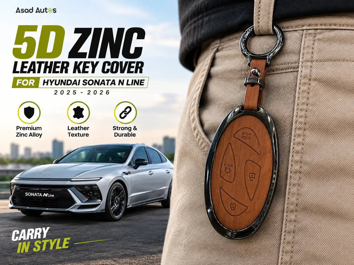 5D Zinc Leather Key Cover for Hyundai Sonata N Line 2025-2026 with Screwdriver