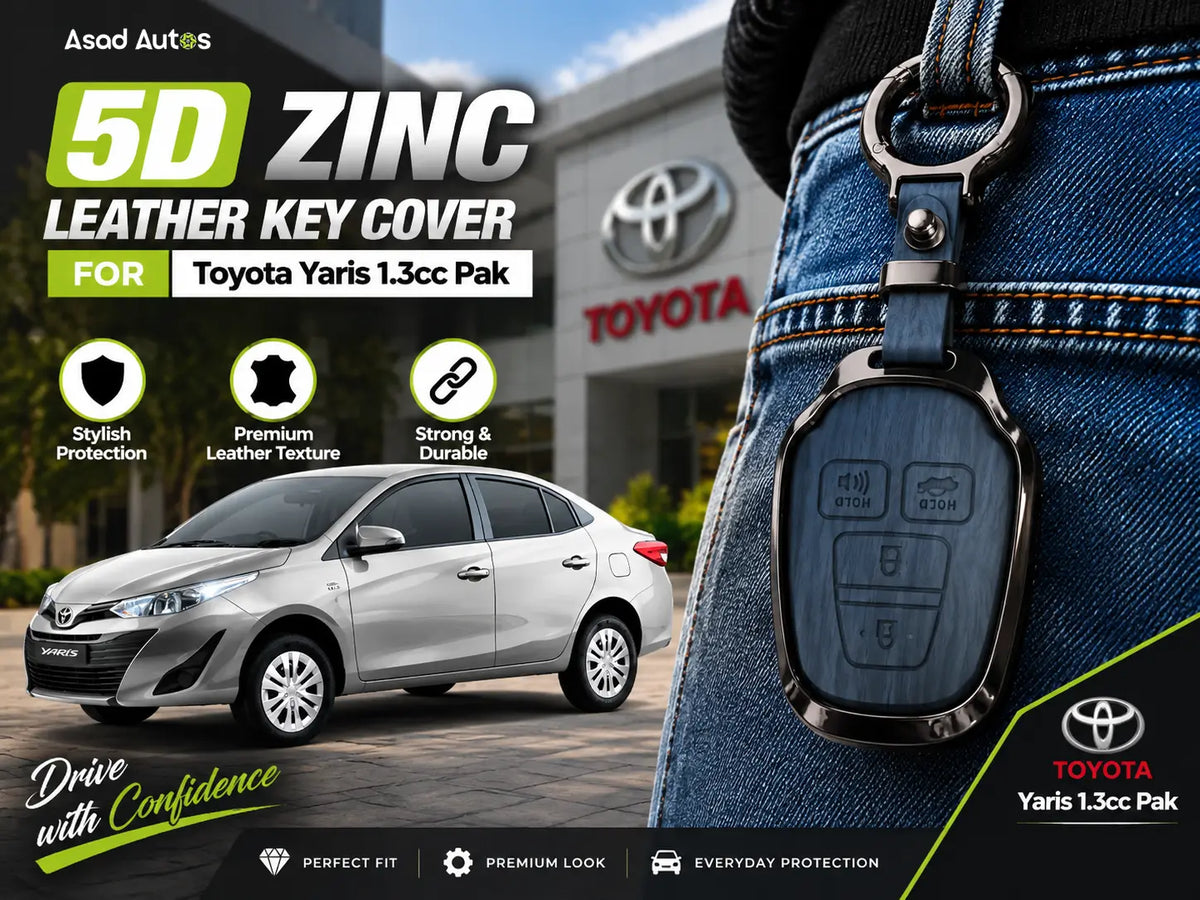5D Zinc Leather Key Cover for Toyota Yaris 1.3cc Pak