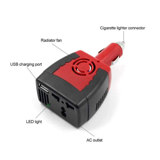 150W Car Power Inverter, DC 12V to AC 220V Adapter with USB Charging Ports