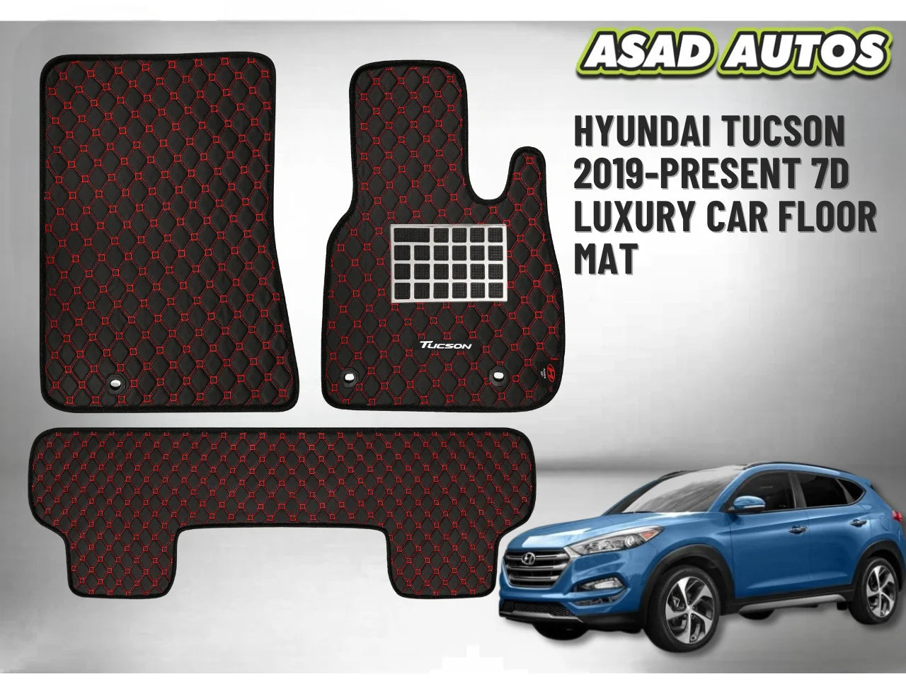 7D Luxury Car Floor Mat for Hyundai Tucson 2019–Present – Waterproof, Full Coverage
