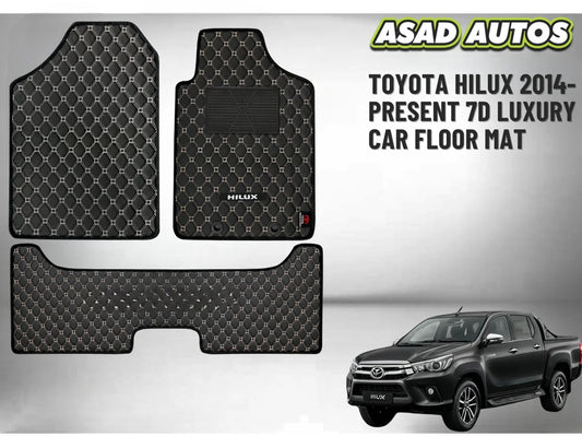 7D Luxury Floor Mats for Toyota Hilux 2014–Present – Waterproof, Custom Fit, Heavy-Duty
