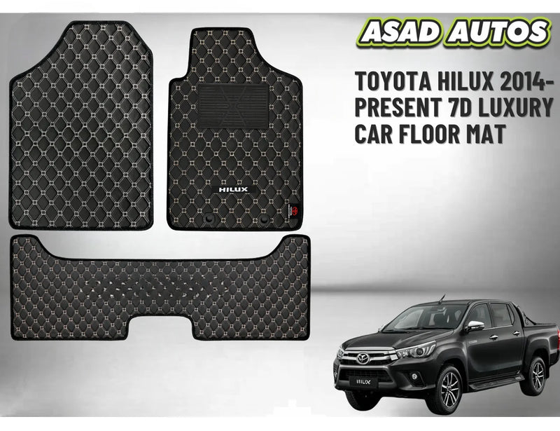 7D Luxury Floor Mats for Toyota Hilux 2014–Present – Waterproof, Custom Fit, Heavy-Duty
