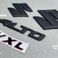 Suzuki Alto Matte Black Monograms – Premium-quality emblem upgrade for a sleek, modern look. Perfectly designed for Suzuki Alto models, durable, fade-resistant, and easy to install for a stylish finish