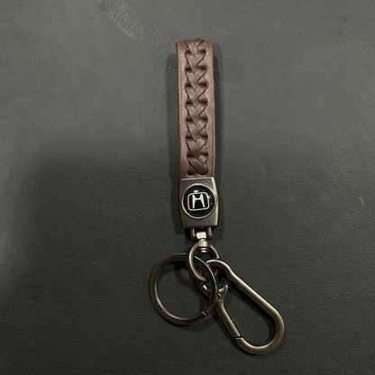 Keychain for Honda (NEW) Leather Braided Metal Car Honda Logo / Monogram