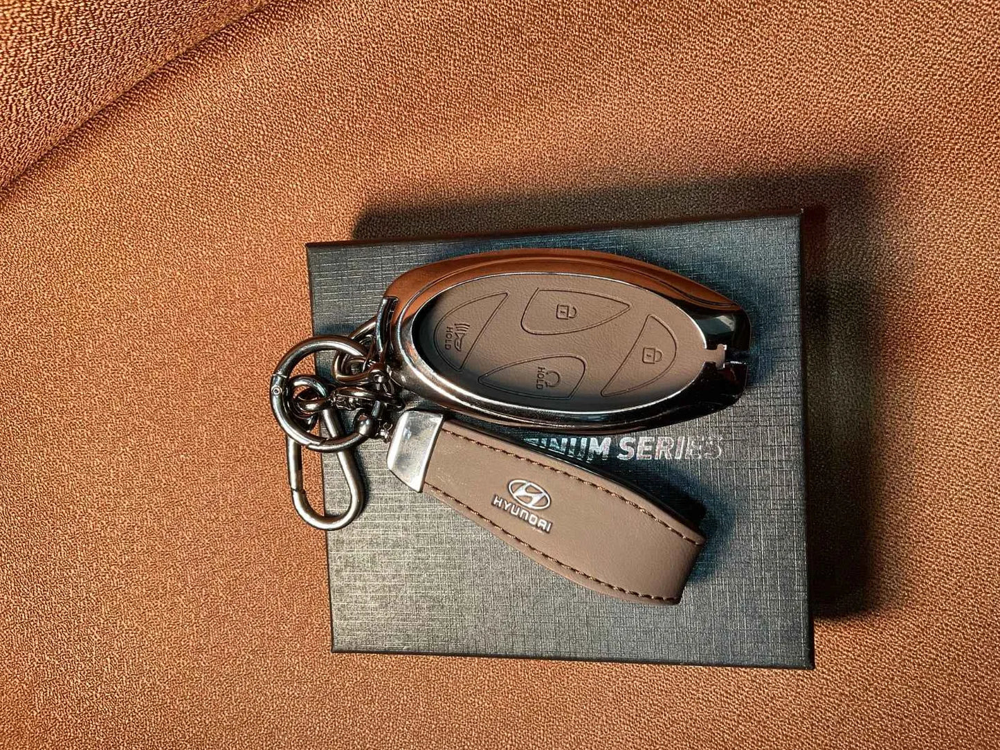 AAA Platinum Series Leather Metal Key Cover for Hyundai Tucson HEV 2025–2026