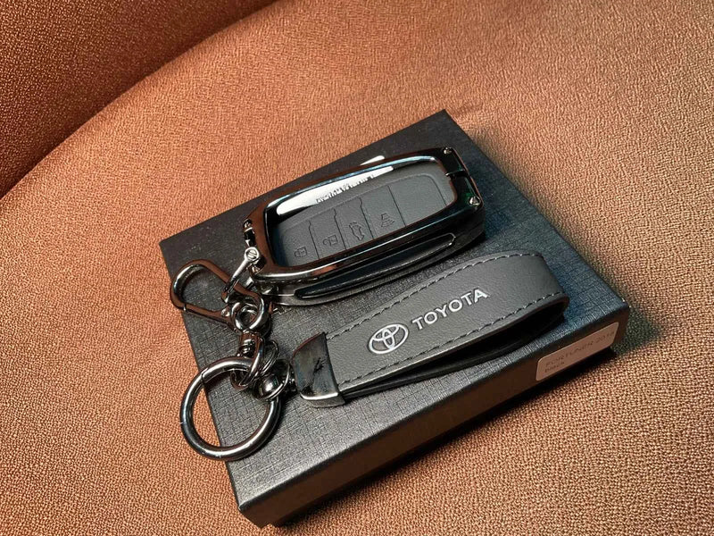 AAA Platinum Series Leather Metal Key Cover for Toyota Fortuner 2015–2026