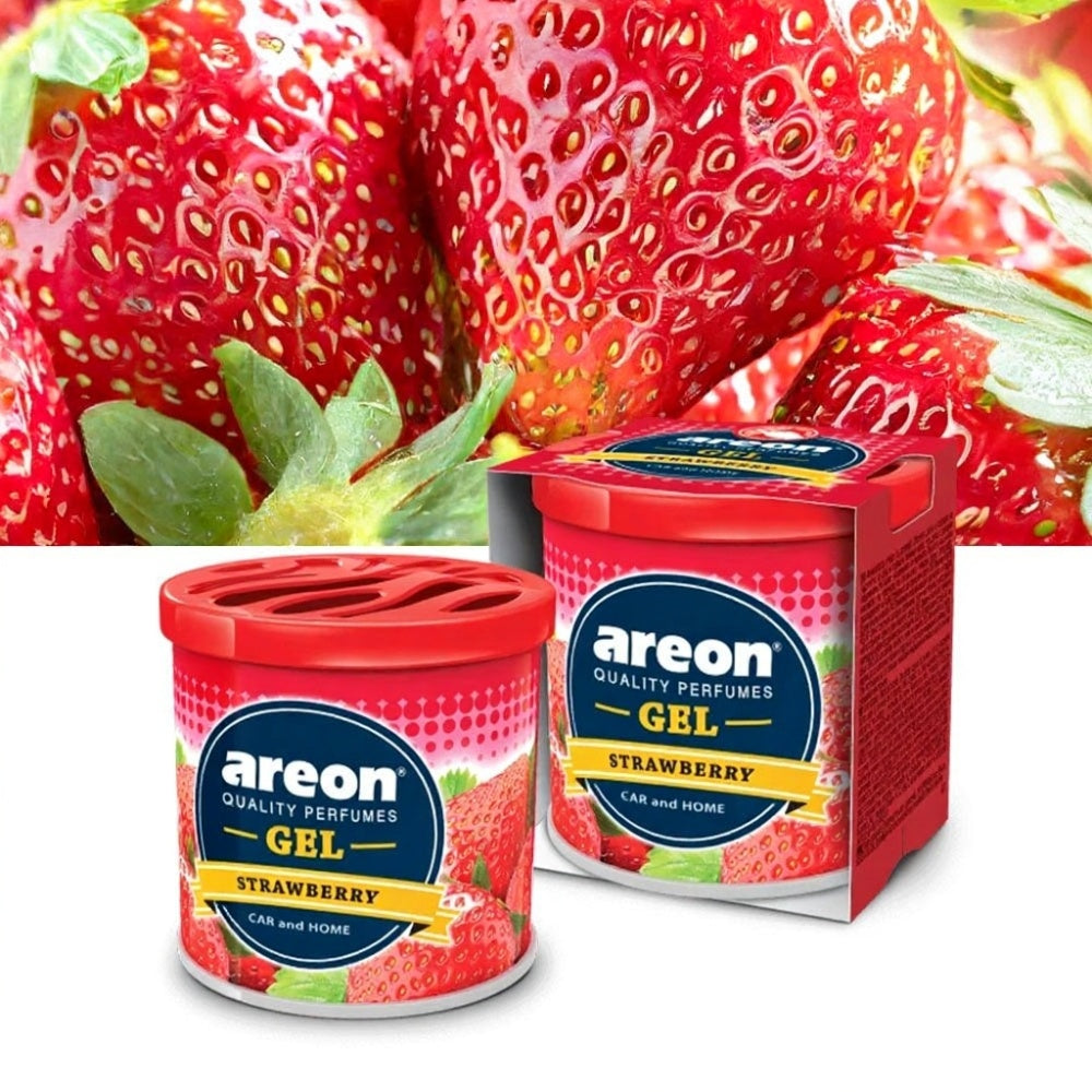Areon Strawberry Gel Perfume – Sweet & Fresh Gel Air Freshener for Car and Home


