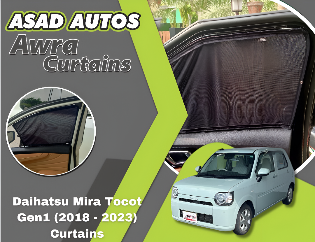 Awra Curtains Daihatsu Mira Tocot Gen1 (2018–2023) – Custom-Fit Privacy & Sun Protection Car Curtains