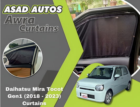 Awra Curtains Daihatsu Mira Tocot Gen1 (2018–2023) – Custom-Fit Privacy & Sun Protection Car Curtains
