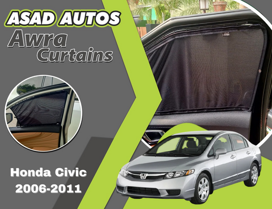 "Awra Curtains for Honda Civic (2006-2011) – Custom Fit Premium Privacy Shades with Sun Protection and UV Protection"







