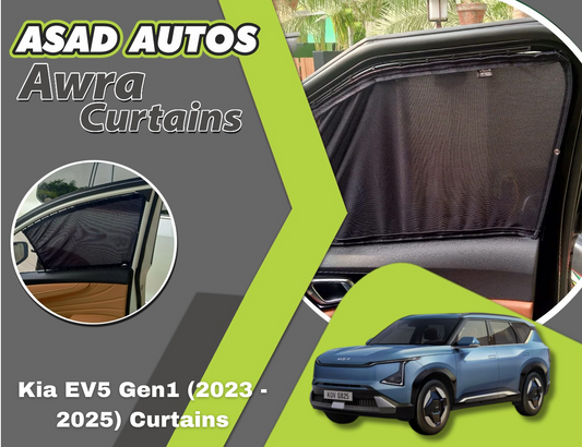 Awra Curtains for Kia EV5 Gen1 (2023–2025), premium car window curtains, custom fit for privacy, UV protection, and heat control.