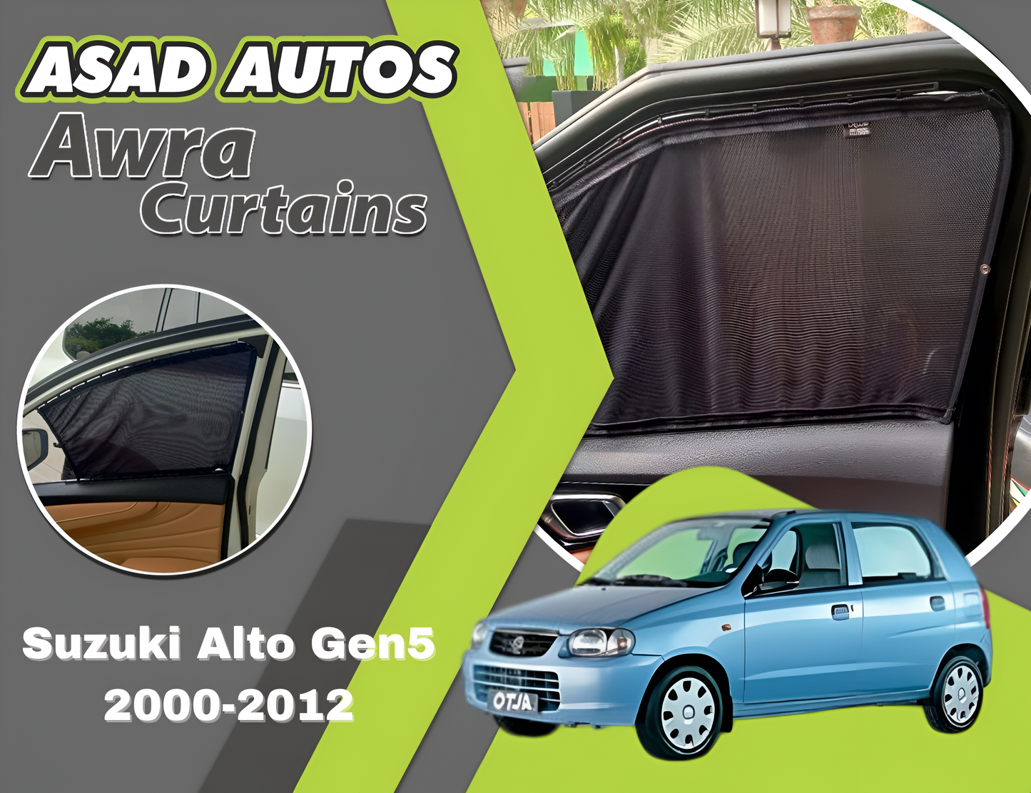 "Awra Curtains for Suzuki Alto Gen5 (2000-2012) – Premium Privacy & Sun Protection"
