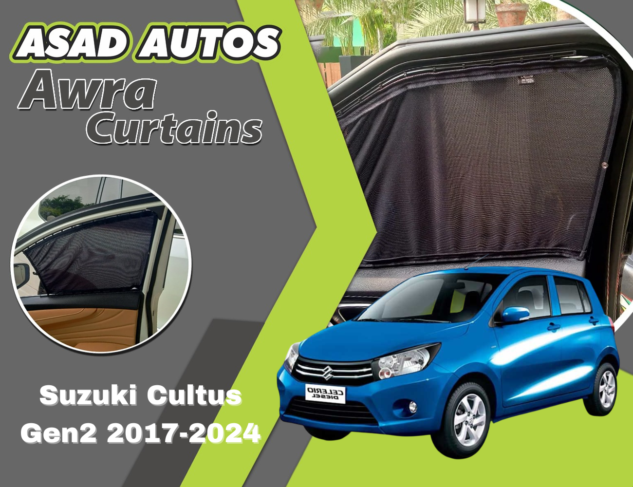 "Awra Curtains for Suzuki Cultus Gen2 (2017-2024) – Premium Privacy & Sun Protection"
