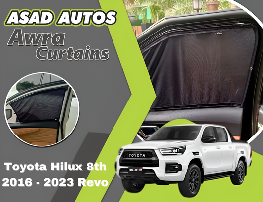"Awra Curtains for Toyota Hilux 8th Gen (2016-2023) – Premium Privacy Shades with Sun Protection and UV Block"







