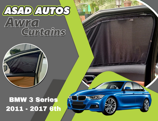 "Awra Window Curtains Sun Shades (Car Pardy) for BMW 3 Series (2011-2017) 6th Gen – Premium Sun Protection & Privacy."







