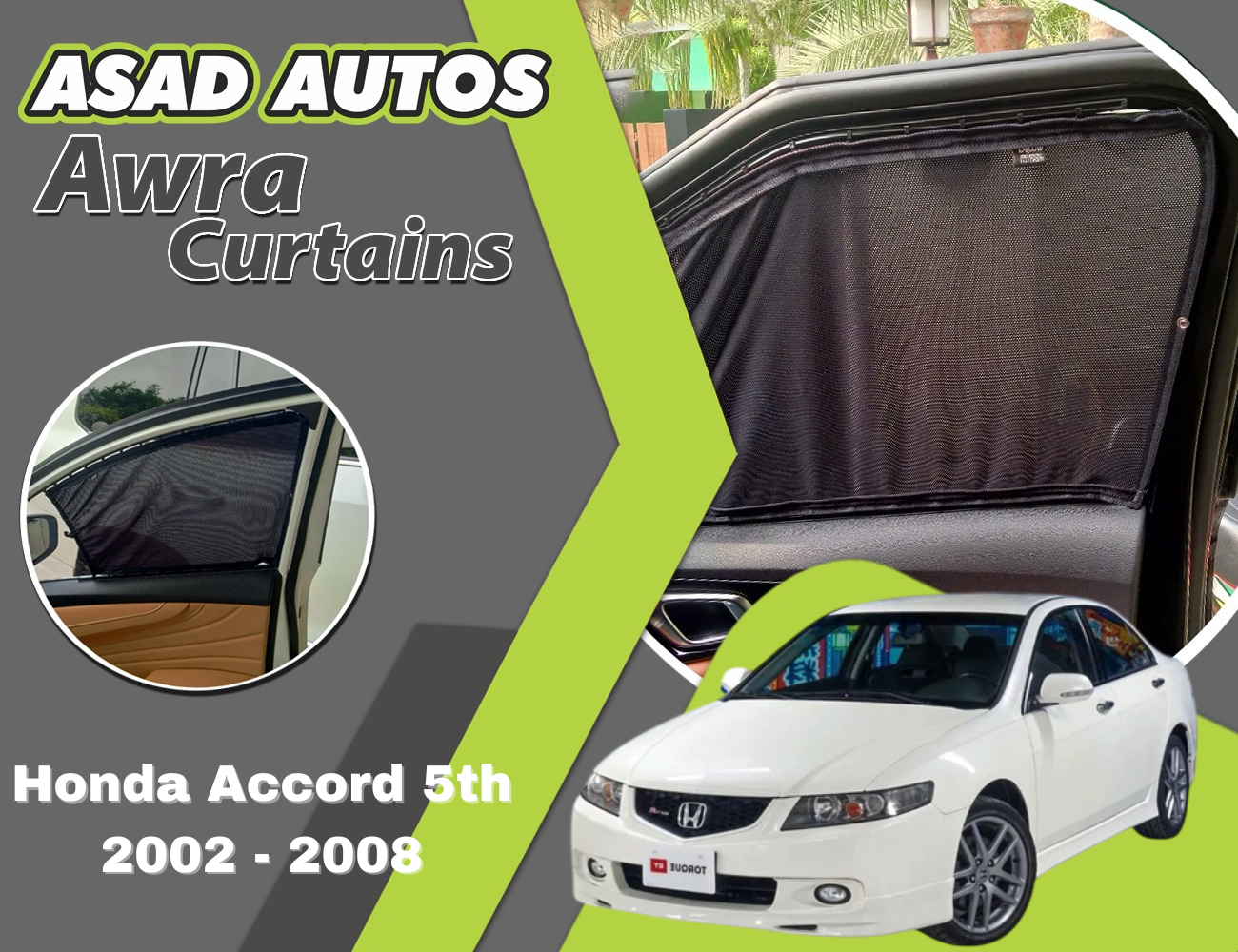 "Awra Window Curtains Sun Shades (Car Pardy) for Honda Accord 5th (2002-2008) – Premium Sun Protection & Privacy."







