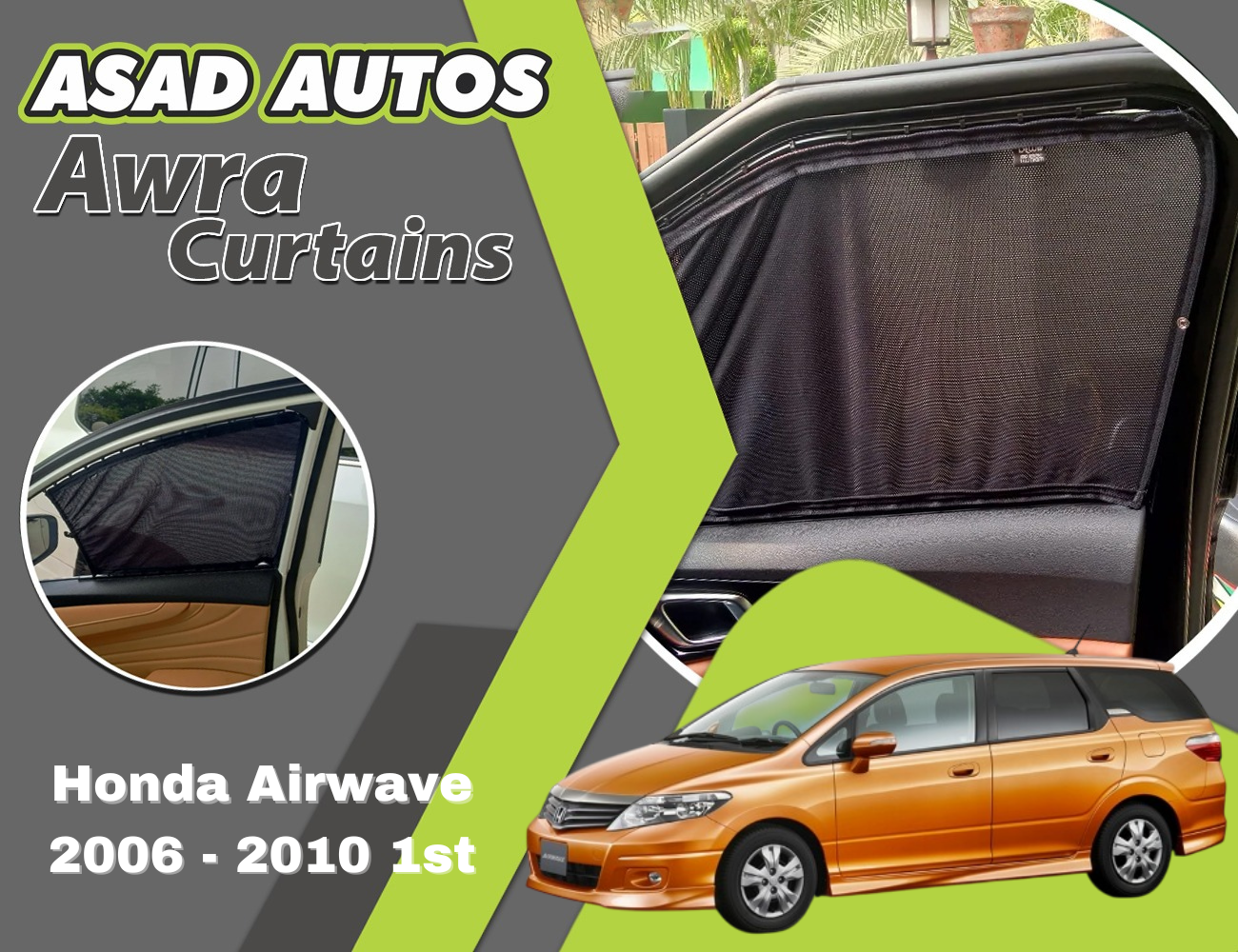 "Awra Window Curtains Sun Shades (Car Pardy) for Honda Airwave (2006-2010) 1st Gen – Superior Privacy & Sun Protection."







