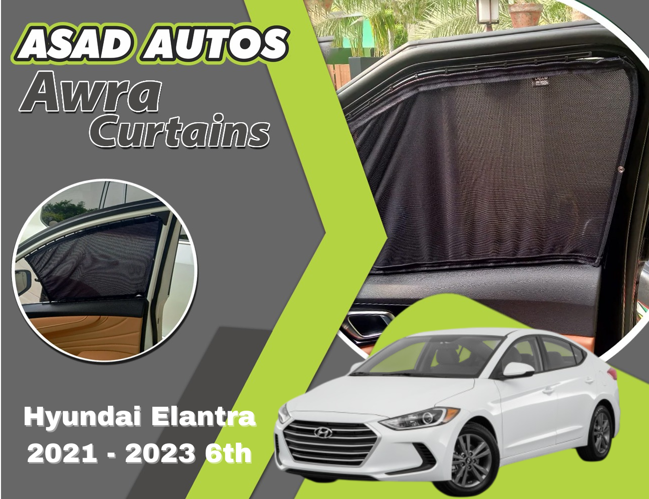 Awra Window Curtains Sun Shades (Car Pardy) for Hyundai Elantra 2021 - 2023 6th


