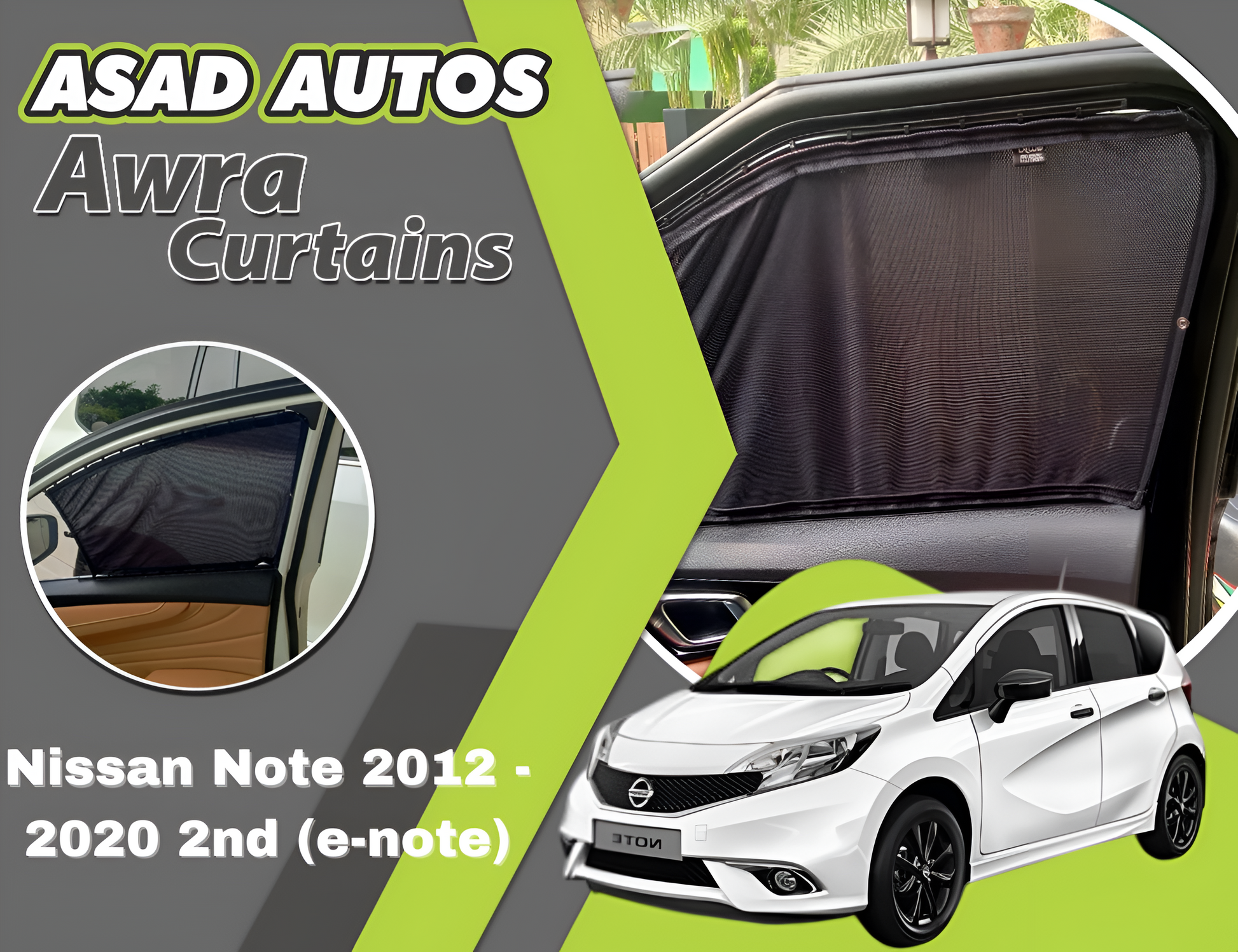 "Awra Window Curtains Sun Shades (Car Pardy) for Nissan Note 2nd Gen (2012-2020 e-Note) – Enhanced Privacy and Sun Protection"







