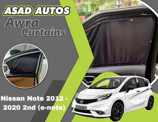"Awra Window Curtains Sun Shades (Car Pardy) for Nissan Note 2nd Gen (2012-2020 e-Note) – Enhanced Privacy and Sun Protection"







