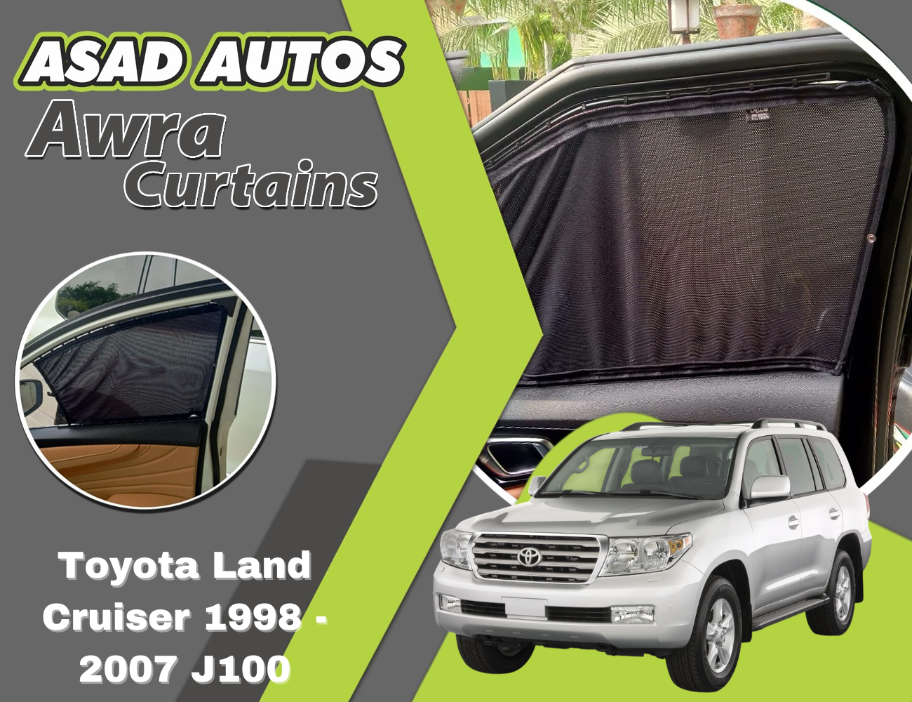 "Awra Window Curtains Sun Shades (Car Pardy) for Toyota Land Cruiser 1998 - 2007 J100 – Ultimate Sun Protection & Privacy"







